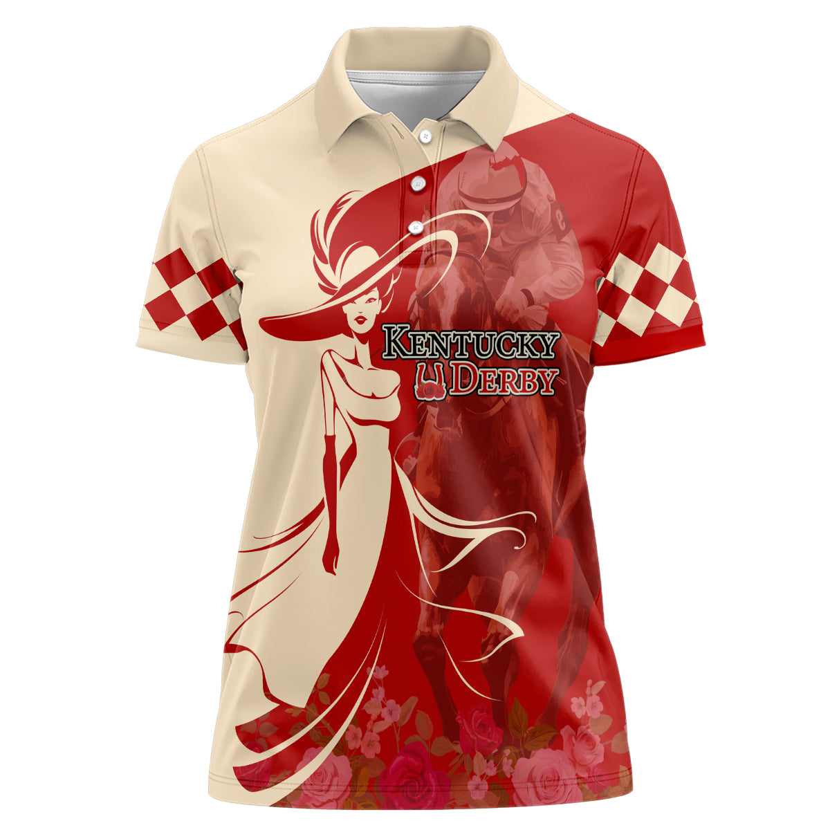 Kentucky Racing Horses Derby Hat Girl Women Polo Shirt Red Color - Wonder Print Shop