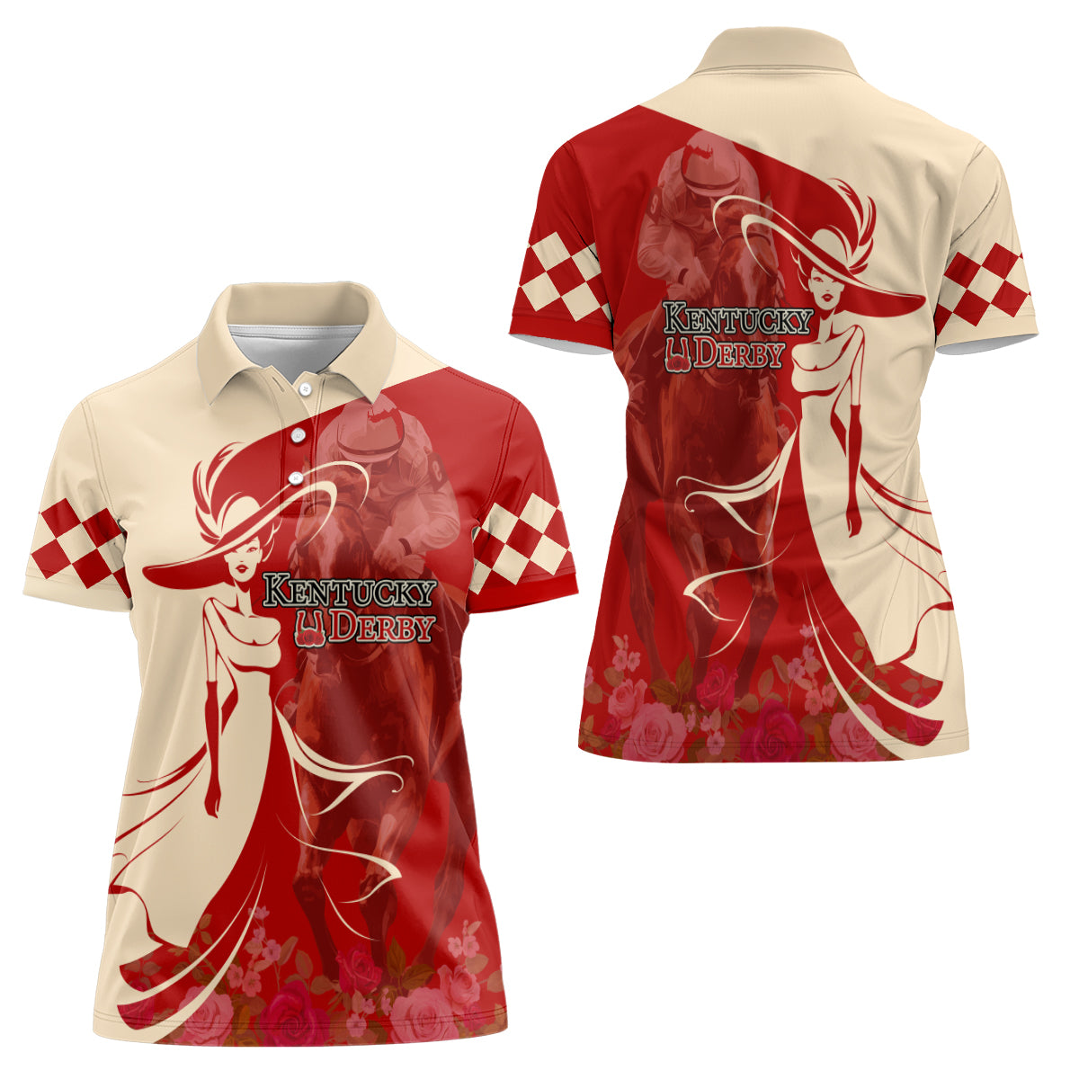 Kentucky Racing Horses Derby Hat Girl Women Polo Shirt Red Color - Wonder Print Shop