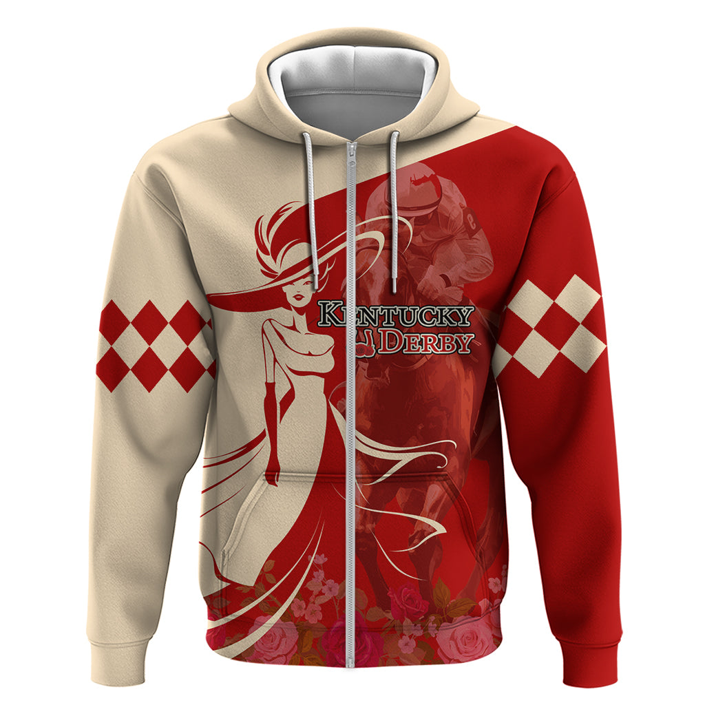 Kentucky Racing Horses Derby Hat Girl Zip Hoodie Red Color