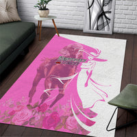 Kentucky Racing Horses Derby Hat Girl Area Rug Pink Color - Wonder Print Shop