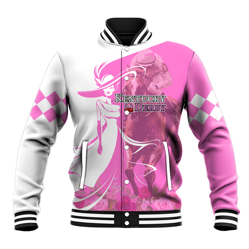 Kentucky Racing Horses Derby Hat Girl Baseball Jacket Pink Color - Wonder Print Shop
