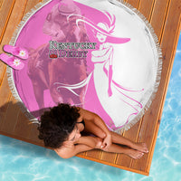 Kentucky Racing Horses Derby Hat Girl Beach Blanket Pink Color - Wonder Print Shop