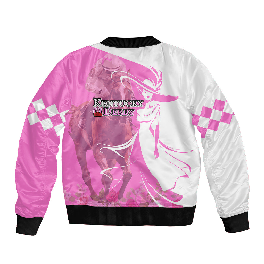 Kentucky Racing Horses Derby Hat Girl Bomber Jacket Pink Color - Wonder Print Shop