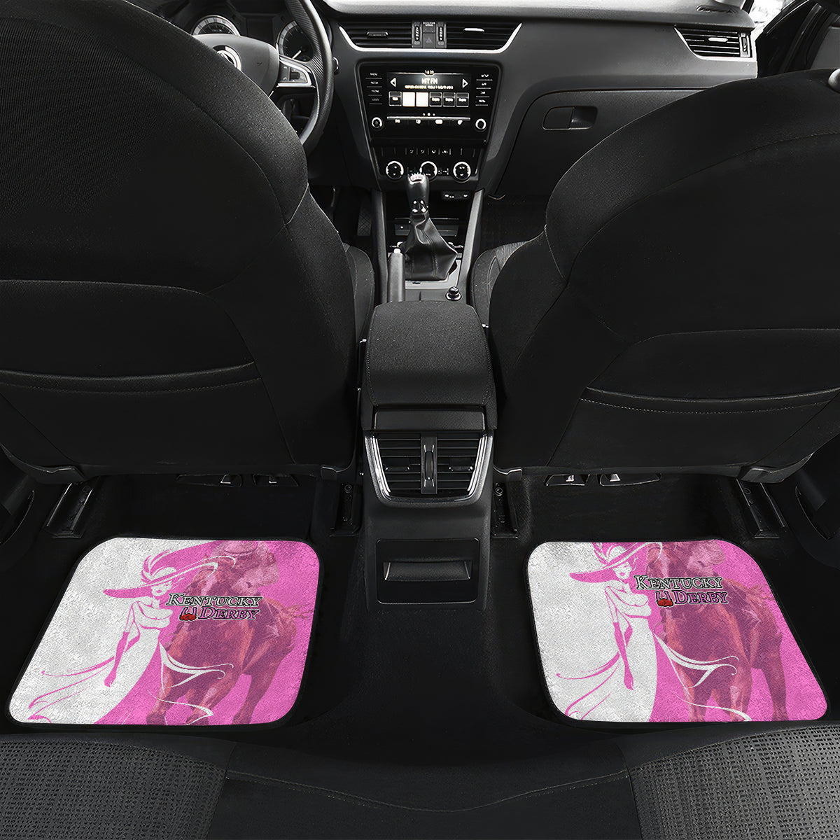 Kentucky Racing Horses Derby Hat Girl Car Mats Pink Color - Wonder Print Shop