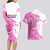 Kentucky Racing Horses Derby Hat Girl Couples Matching Long Sleeve Bodycon Dress and Hawaiian Shirt Pink Color - Wonder Print Shop
