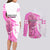 Kentucky Racing Horses Derby Hat Girl Couples Matching Long Sleeve Bodycon Dress and Long Sleeve Button Shirt Pink Color - Wonder Print Shop