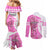 Kentucky Racing Horses Derby Hat Girl Couples Matching Mermaid Dress and Long Sleeve Button Shirt Pink Color