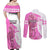Kentucky Racing Horses Derby Hat Girl Couples Matching Off Shoulder Maxi Dress and Long Sleeve Button Shirt Pink Color - Wonder Print Shop