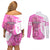 Kentucky Racing Horses Derby Hat Girl Couples Matching Off Shoulder Short Dress and Long Sleeve Button Shirt Pink Color - Wonder Print Shop