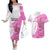 Kentucky Racing Horses Derby Hat Girl Couples Matching Off The Shoulder Long Sleeve Dress and Hawaiian Shirt Pink Color - Wonder Print Shop