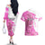 Kentucky Racing Horses Derby Hat Girl Couples Matching Off The Shoulder Long Sleeve Dress and Hawaiian Shirt Pink Color - Wonder Print Shop