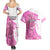 Kentucky Racing Horses Derby Hat Girl Couples Matching Summer Maxi Dress and Hawaiian Shirt Pink Color - Wonder Print Shop