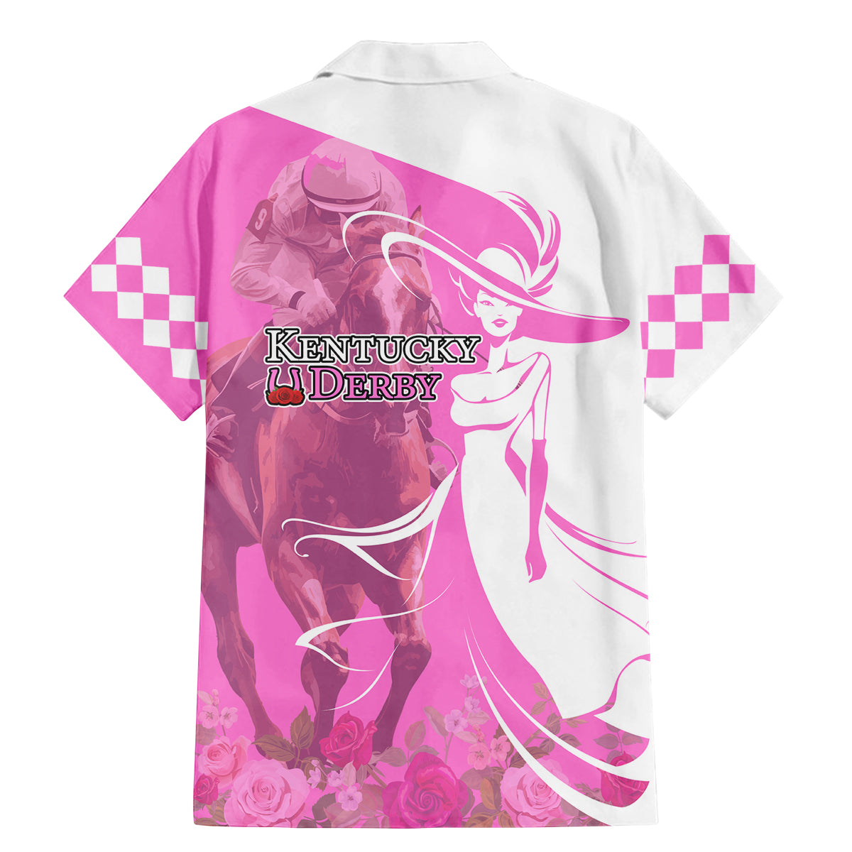 Kentucky Racing Horses Derby Hat Girl Family Matching Mermaid Dress and Hawaiian Shirt Pink Color - Wonder Print Shop