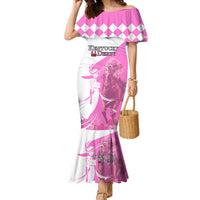 Kentucky Racing Horses Derby Hat Girl Family Matching Mermaid Dress and Hawaiian Shirt Pink Color - Wonder Print Shop