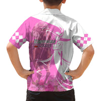 Kentucky Racing Horses Derby Hat Girl Family Matching Off The Shoulder Long Sleeve Dress and Hawaiian Shirt Pink Color - Wonder Print Shop