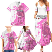 Kentucky Racing Horses Derby Hat Girl Family Matching Summer Maxi Dress and Hawaiian Shirt Pink Color - Wonder Print Shop