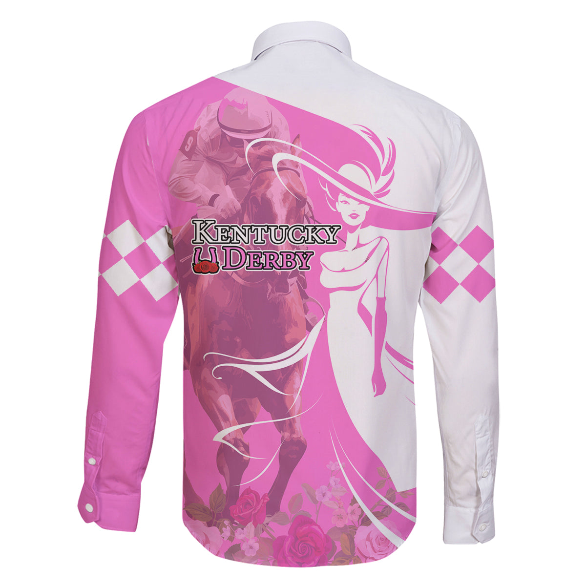Kentucky Racing Horses Derby Hat Girl Family Matching Summer Maxi Dress and Hawaiian Shirt Pink Color - Wonder Print Shop