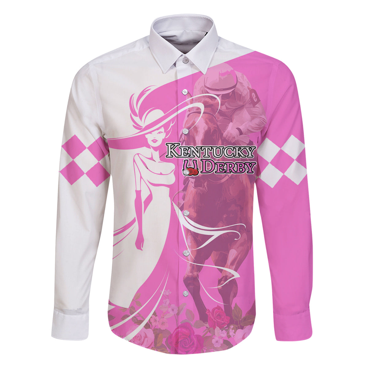 Kentucky Racing Horses Derby Hat Girl Family Matching Tank Maxi Dress and Hawaiian Shirt Pink Color - Wonder Print Shop