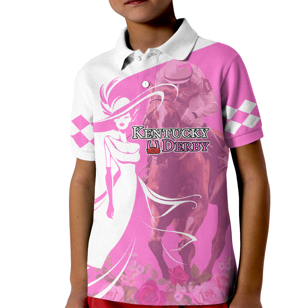 Kentucky Racing Horses Derby Hat Girl Kid Polo Shirt Pink Color - Wonder Print Shop