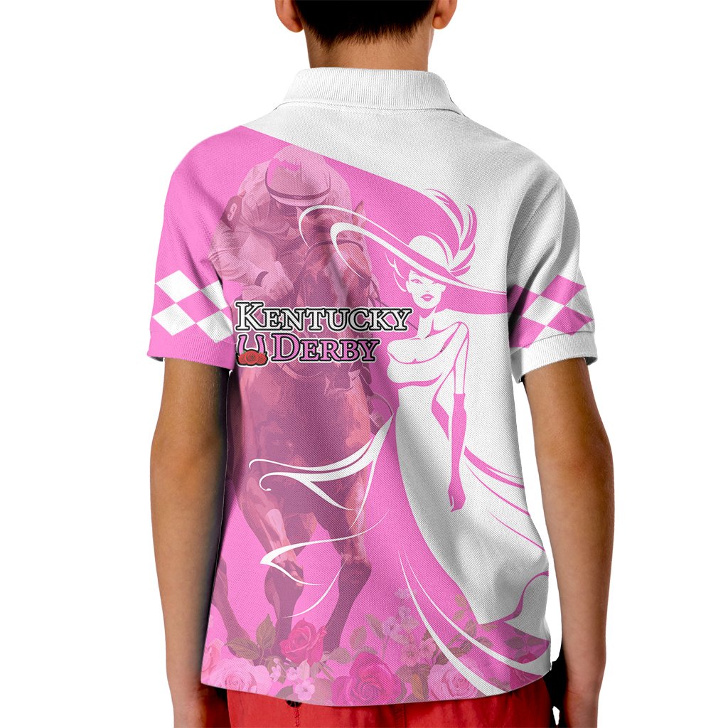 Kentucky Racing Horses Derby Hat Girl Kid Polo Shirt Pink Color - Wonder Print Shop