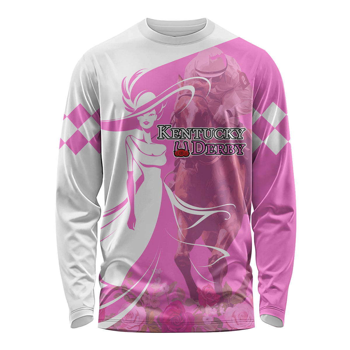 Kentucky Racing Horses Derby Hat Girl Long Sleeve Shirt Pink Color - Wonder Print Shop