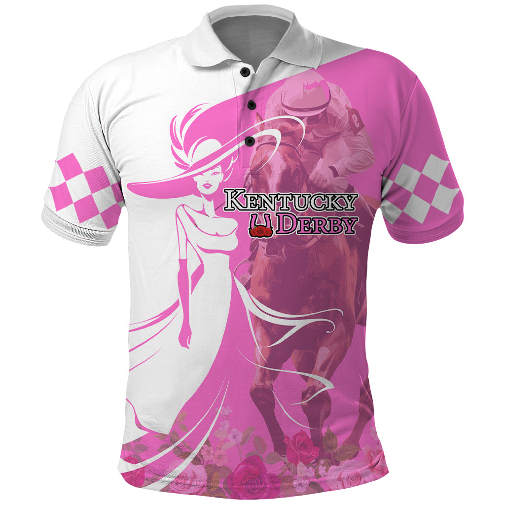 Kentucky Racing Horses Derby Hat Girl Polo Shirt Pink Color - Wonder Print Shop