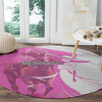 Kentucky Racing Horses Derby Hat Girl Round Carpet Pink Color
