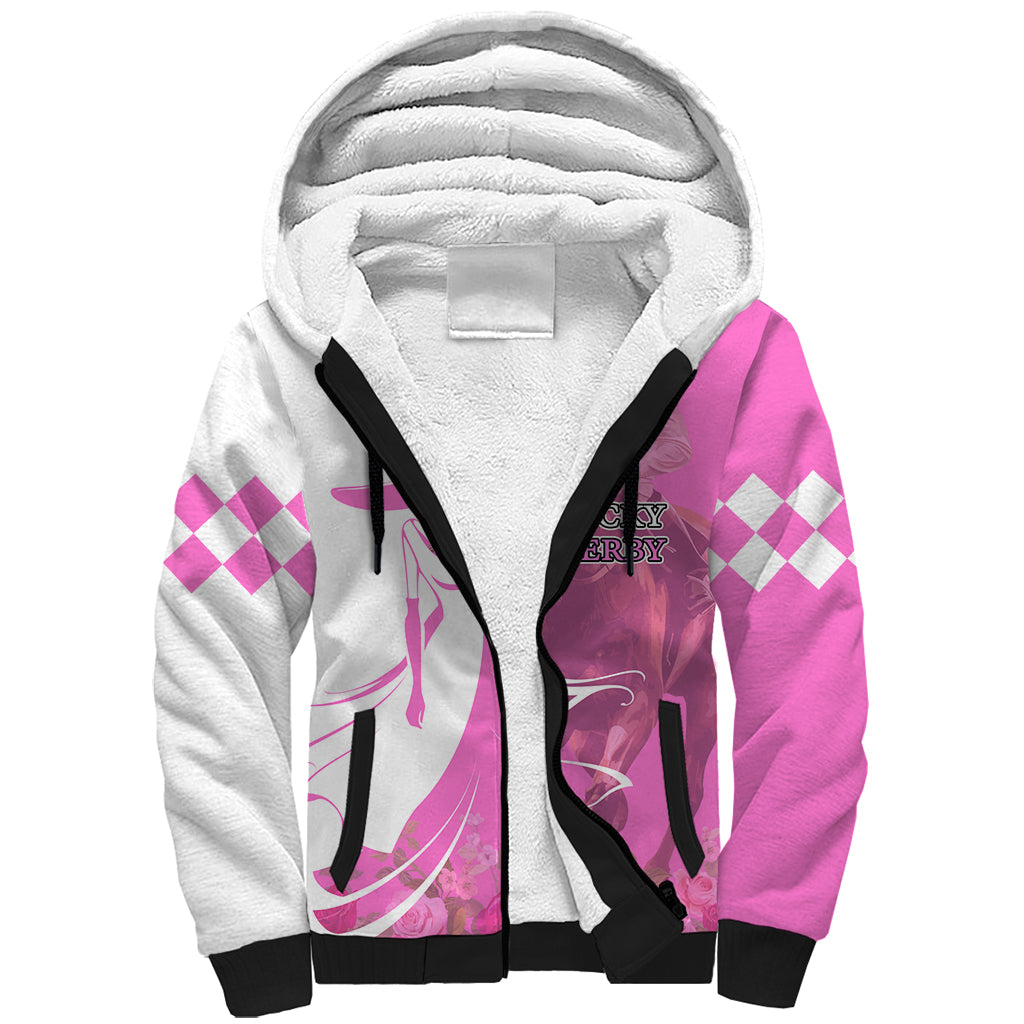 Kentucky Racing Horses Derby Hat Girl Sherpa Hoodie Pink Color - Wonder Print Shop