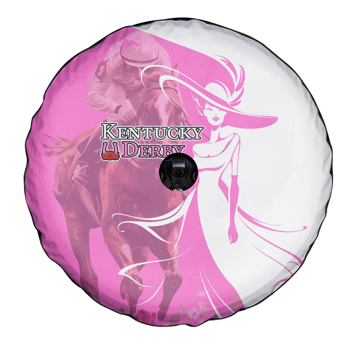 Kentucky Racing Horses Derby Hat Girl Spare Tire Cover Pink Color - Wonder Print Shop