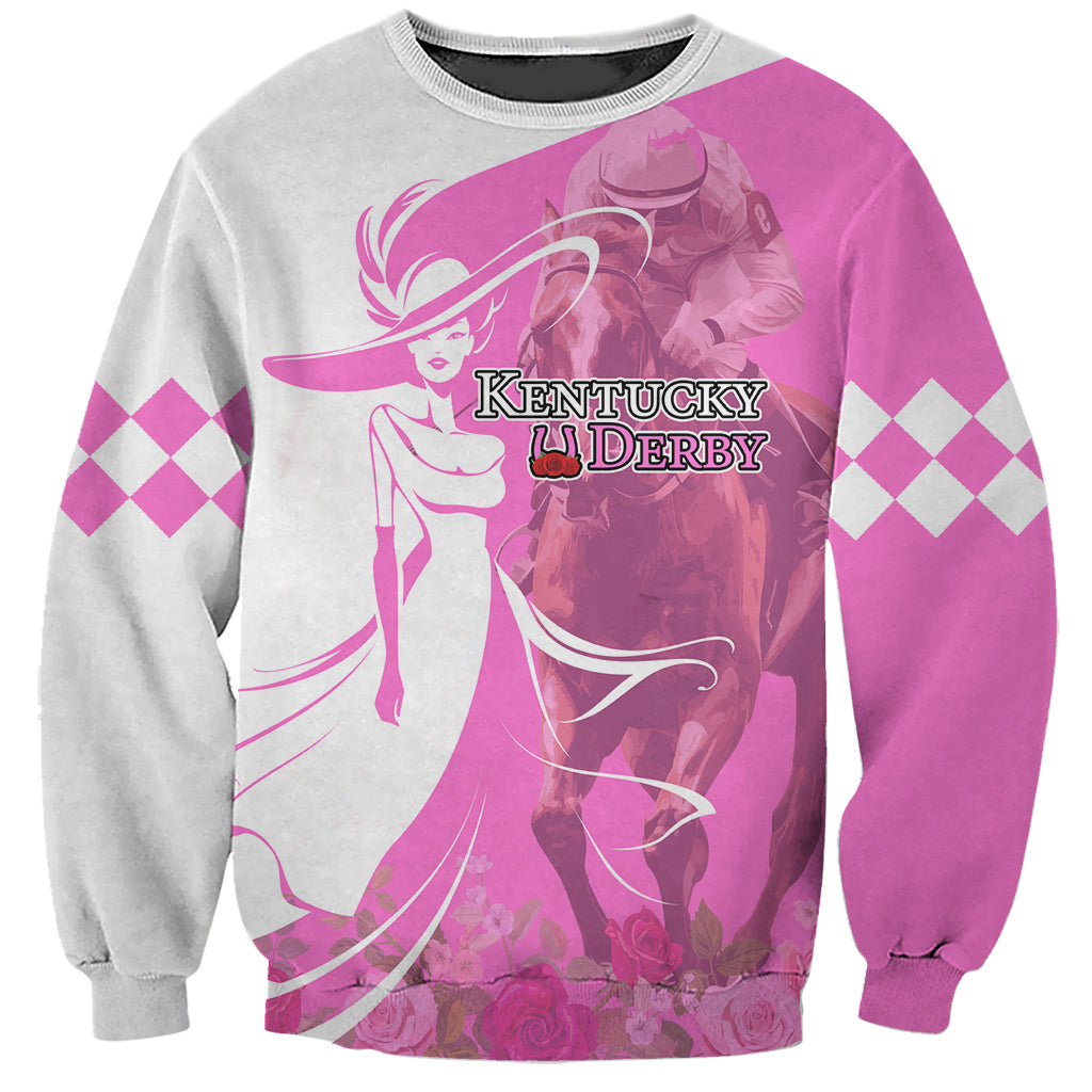 Kentucky Racing Horses Derby Hat Girl Sweatshirt Pink Color - Wonder Print Shop