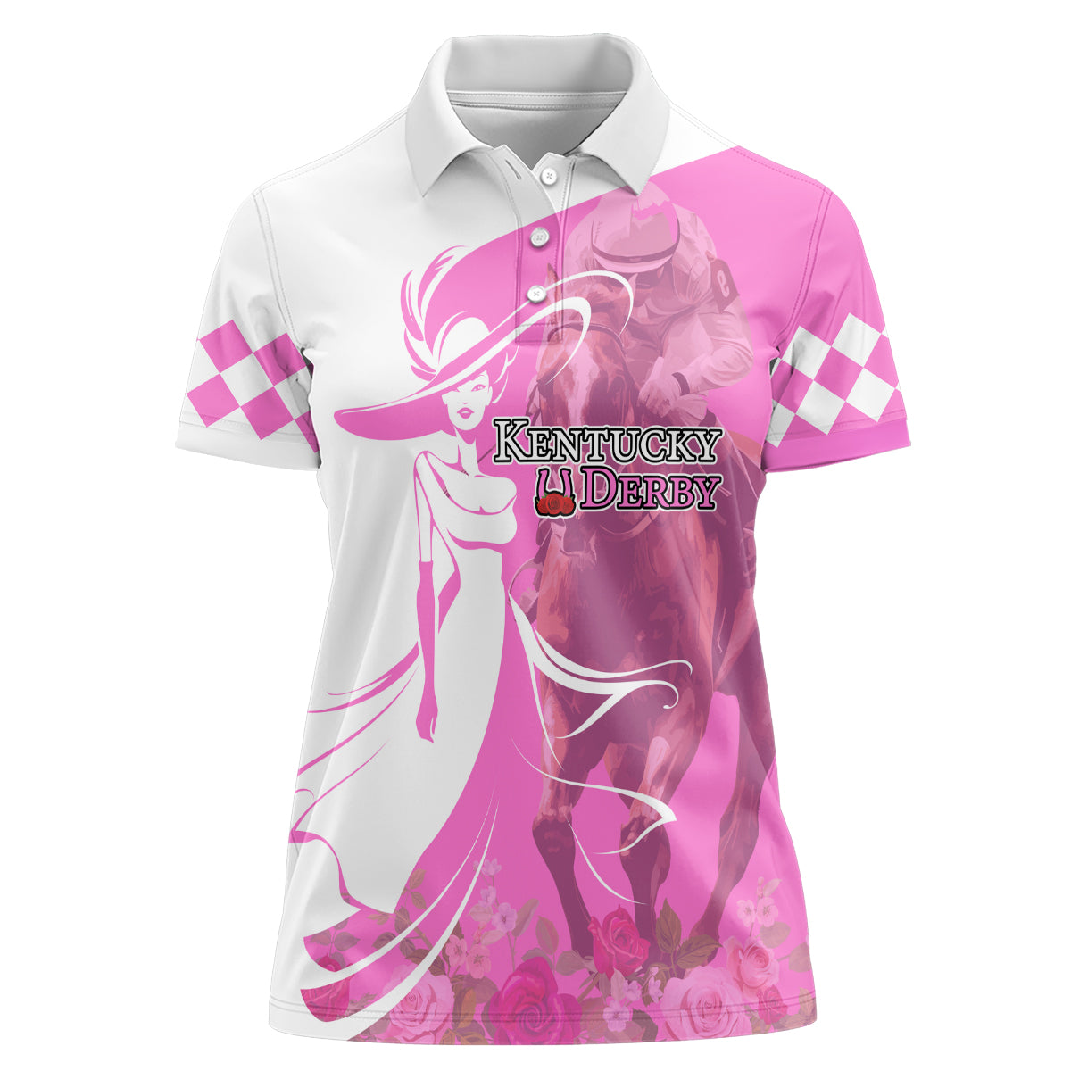 Kentucky Racing Horses Derby Hat Girl Women Polo Shirt Pink Color - Wonder Print Shop