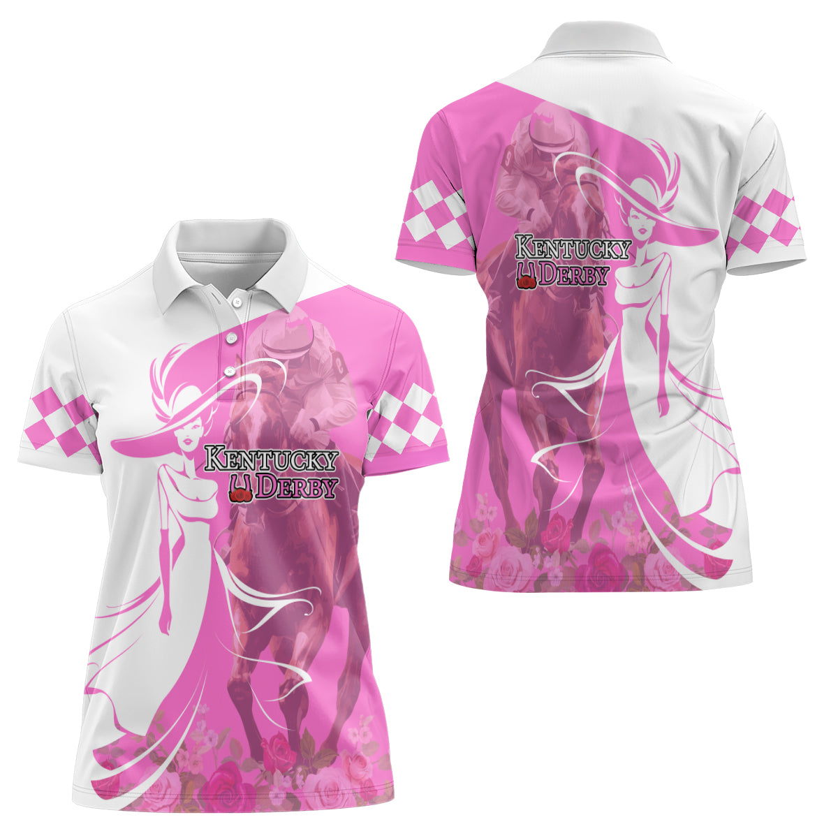 Kentucky Racing Horses Derby Hat Girl Women Polo Shirt Pink Color - Wonder Print Shop