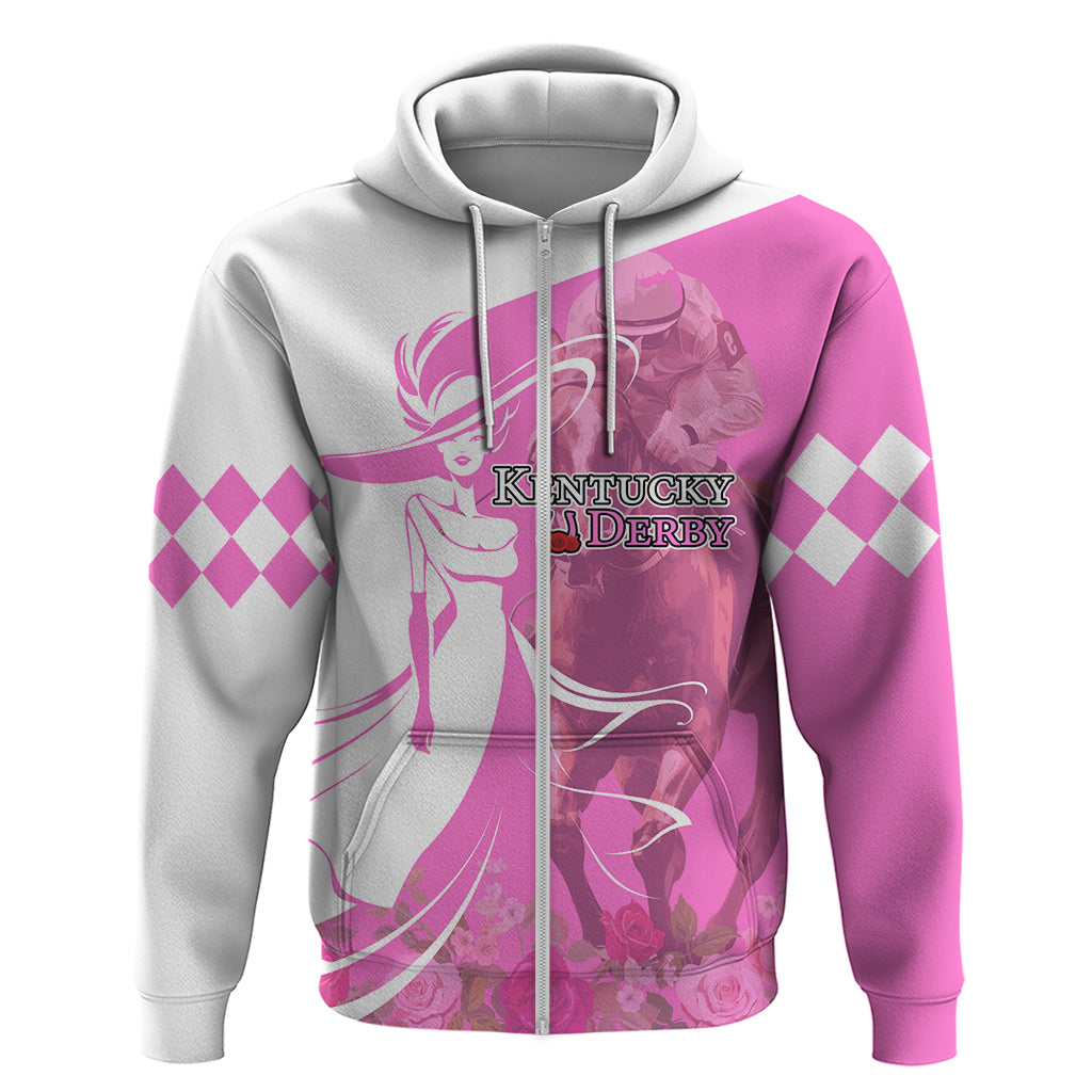 Kentucky Racing Horses Derby Hat Girl Zip Hoodie Pink Color