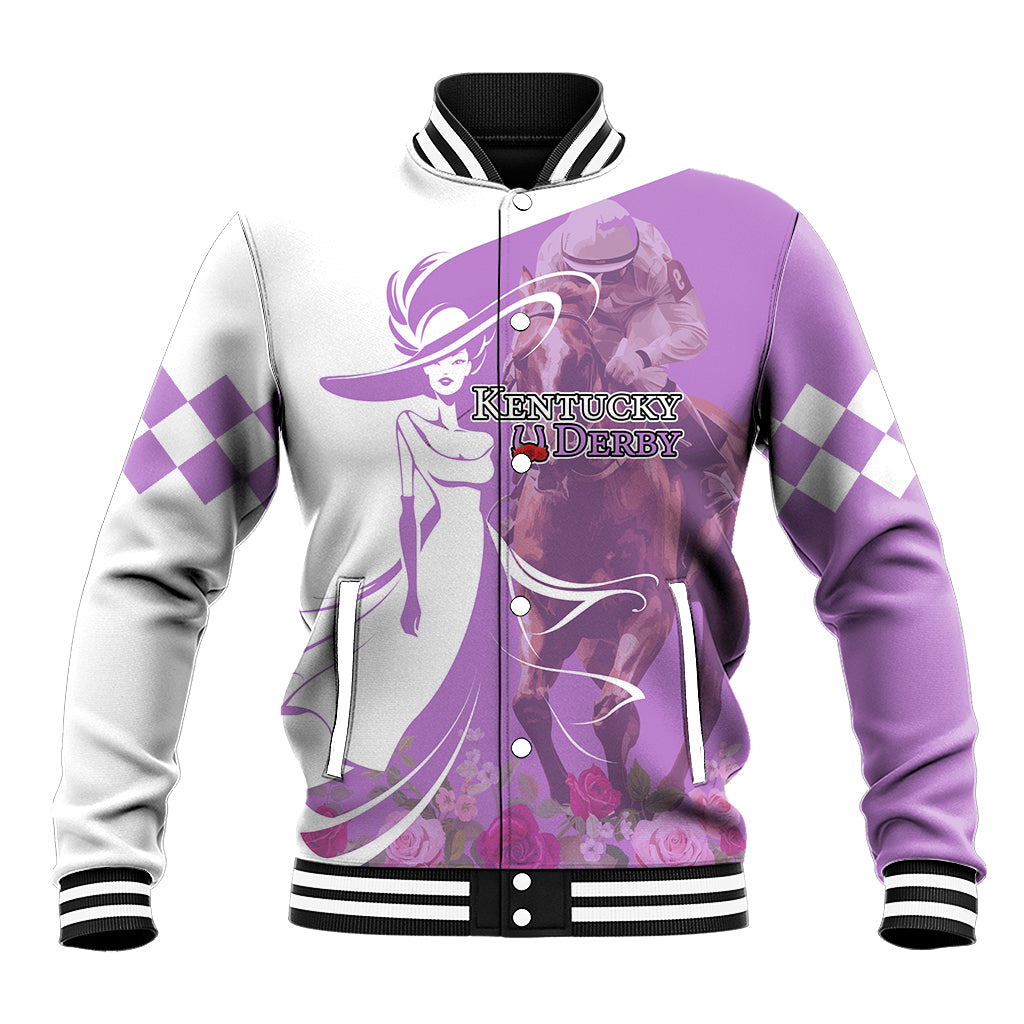 Kentucky Racing Horses Derby Hat Girl Baseball Jacket Purple Color - Wonder Print Shop
