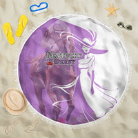 Kentucky Racing Horses Derby Hat Girl Beach Blanket Purple Color - Wonder Print Shop