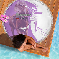 Kentucky Racing Horses Derby Hat Girl Beach Blanket Purple Color - Wonder Print Shop
