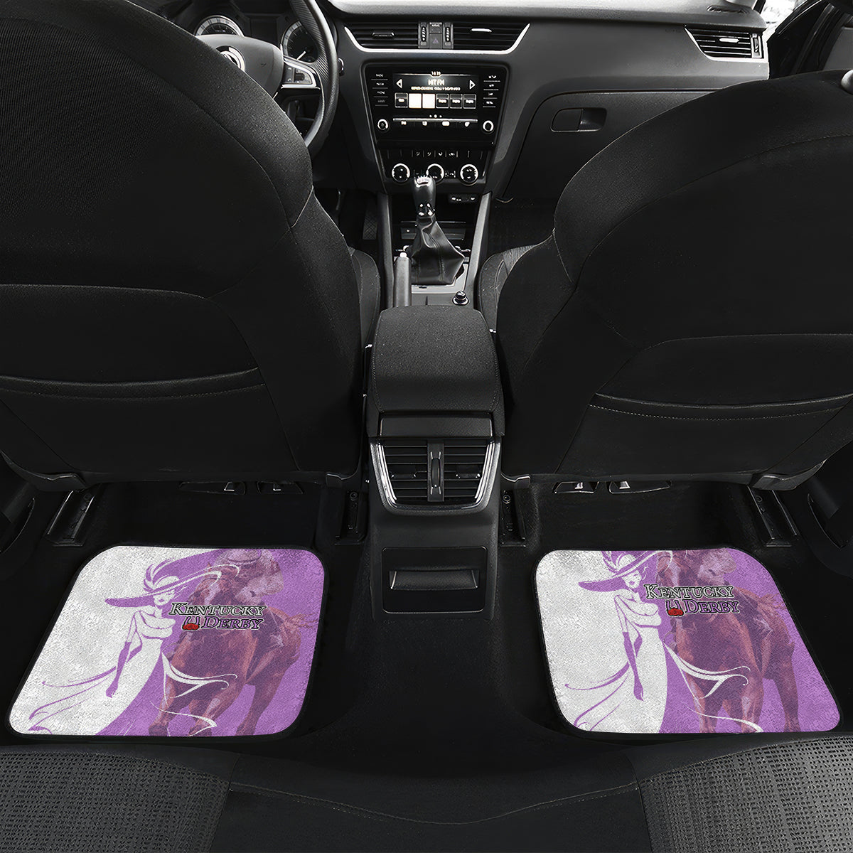 Kentucky Racing Horses Derby Hat Girl Car Mats Purple Color - Wonder Print Shop