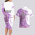 Kentucky Racing Horses Derby Hat Girl Couples Matching Long Sleeve Bodycon Dress and Hawaiian Shirt Purple Color - Wonder Print Shop
