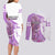 Kentucky Racing Horses Derby Hat Girl Couples Matching Long Sleeve Bodycon Dress and Long Sleeve Button Shirt Purple Color - Wonder Print Shop