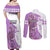 Kentucky Racing Horses Derby Hat Girl Couples Matching Off Shoulder Maxi Dress and Long Sleeve Button Shirt Purple Color - Wonder Print Shop
