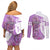 Kentucky Racing Horses Derby Hat Girl Couples Matching Off Shoulder Short Dress and Long Sleeve Button Shirt Purple Color - Wonder Print Shop