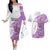 Kentucky Racing Horses Derby Hat Girl Couples Matching Off The Shoulder Long Sleeve Dress and Hawaiian Shirt Purple Color - Wonder Print Shop