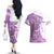 Kentucky Racing Horses Derby Hat Girl Couples Matching Off The Shoulder Long Sleeve Dress and Hawaiian Shirt Purple Color - Wonder Print Shop