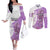 Kentucky Racing Horses Derby Hat Girl Couples Matching Off The Shoulder Long Sleeve Dress and Long Sleeve Button Shirt Purple Color