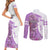 Kentucky Racing Horses Derby Hat Girl Couples Matching Short Sleeve Bodycon Dress and Long Sleeve Button Shirt Purple Color - Wonder Print Shop
