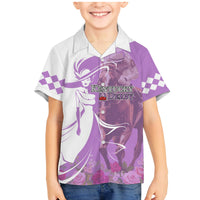 Kentucky Racing Horses Derby Hat Girl Family Matching Mermaid Dress and Hawaiian Shirt Purple Color - Wonder Print Shop