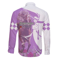 Kentucky Racing Horses Derby Hat Girl Family Matching Off Shoulder Maxi Dress and Hawaiian Shirt Purple Color - Wonder Print Shop