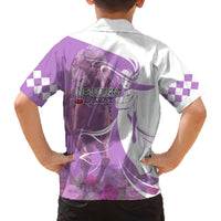 Kentucky Racing Horses Derby Hat Girl Family Matching Off Shoulder Short Dress and Hawaiian Shirt Purple Color - Wonder Print Shop