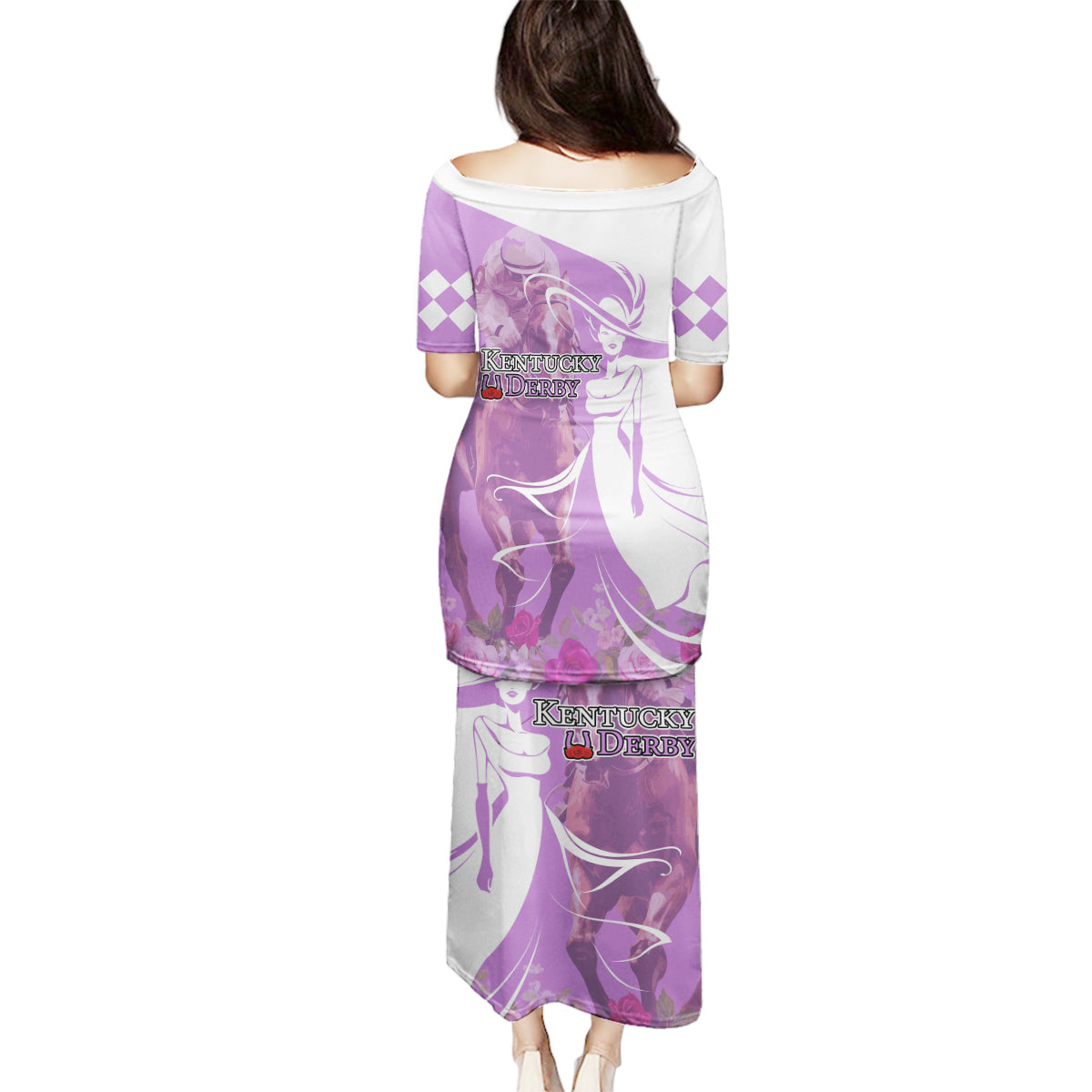 Kentucky Racing Horses Derby Hat Girl Family Matching Puletasi and Hawaiian Shirt Purple Color - Wonder Print Shop