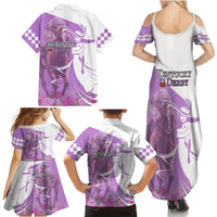 Kentucky Racing Horses Derby Hat Girl Family Matching Summer Maxi Dress and Hawaiian Shirt Purple Color - Wonder Print Shop